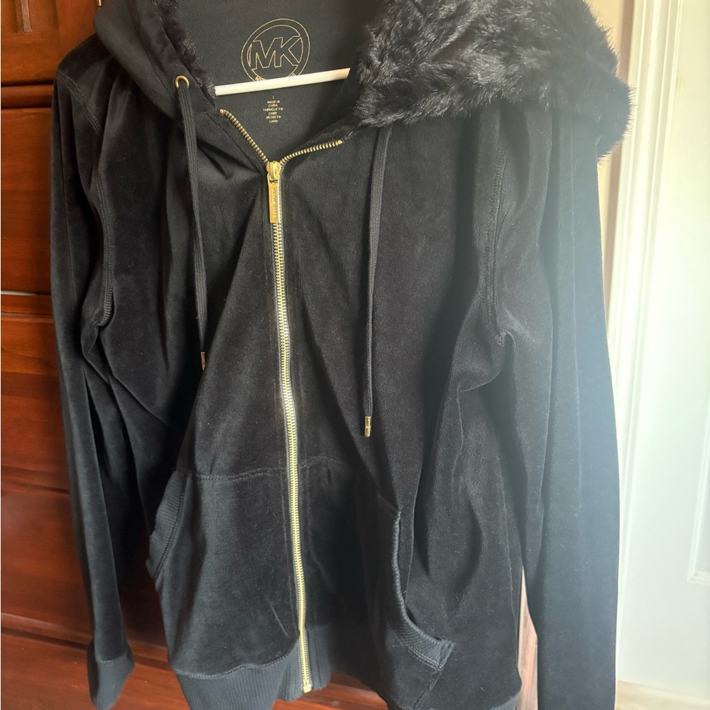 Michael Kors Black Jacket with Faux Fur Hood